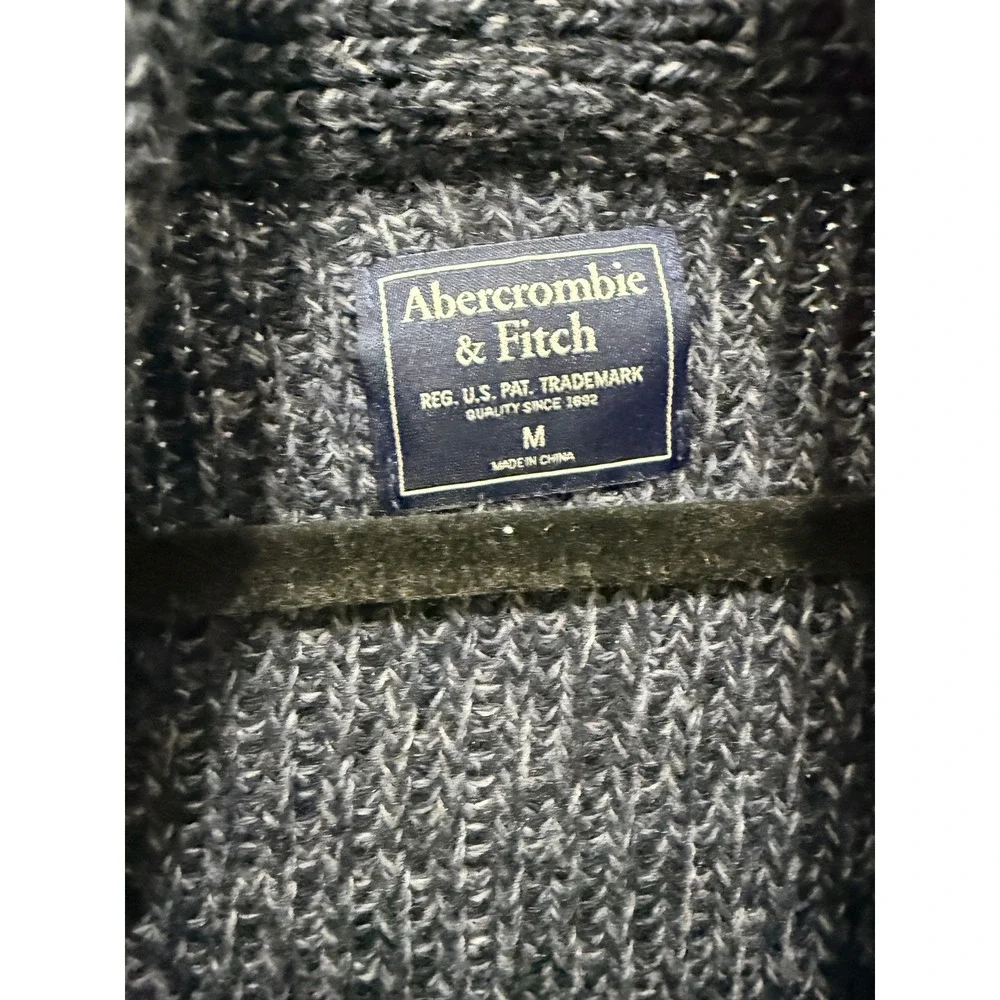 Abercrombie & Fitch Mens Vintage Professor Cardigan Shawl Neck Wool Blend Navy M